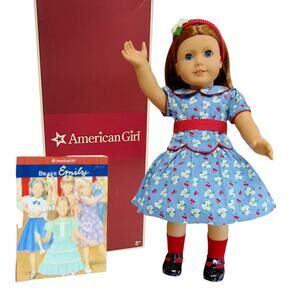 American Girl Emily Doll Meet Outfit Dress Headband Socks Shoes Book Wrist Tag